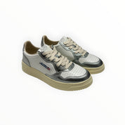 SNEAKERS DONNA “AUTRY” MEDALIST AULW WB44 PELLE BIANCO/ARGENTO METAL
