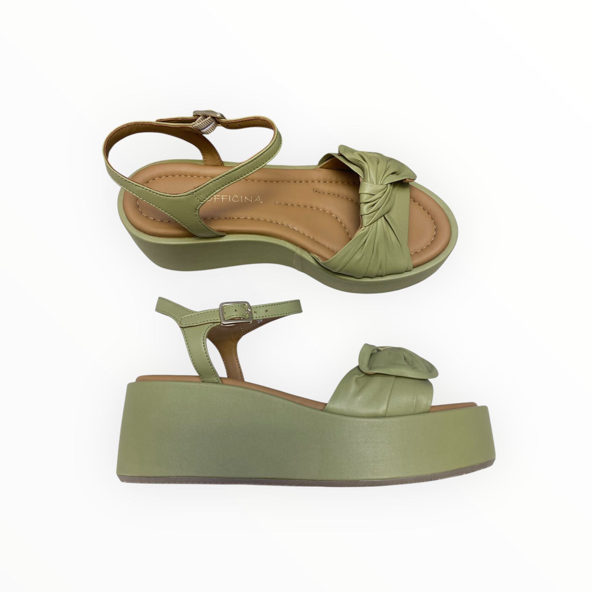 Sandali Zeppa DONNA “ALTRA OFFICINA” AO1403X Nappa Kaki/Verde