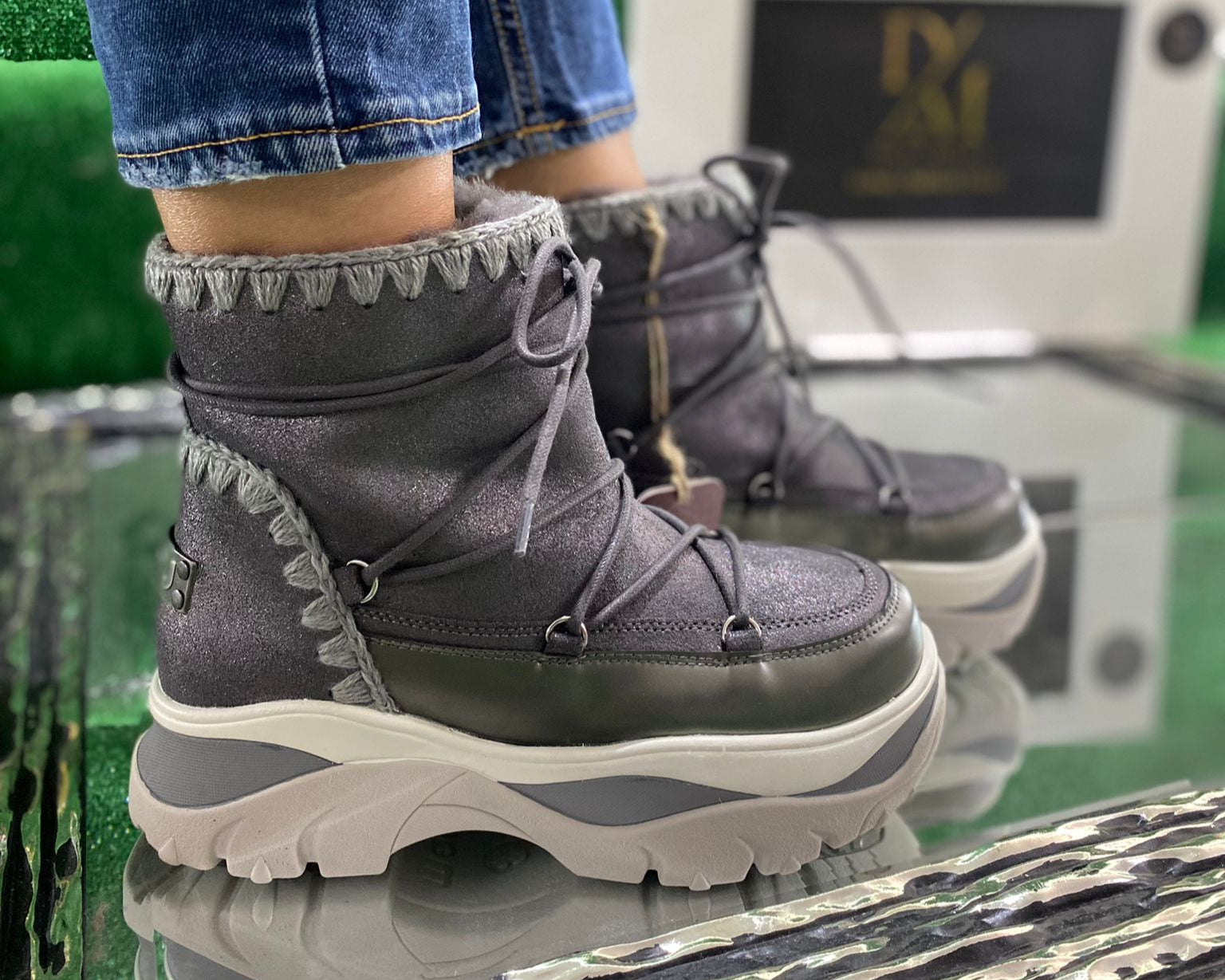 Stivaletti Donna “MOU” Do Chunky Sneakers Grigio/Duiro