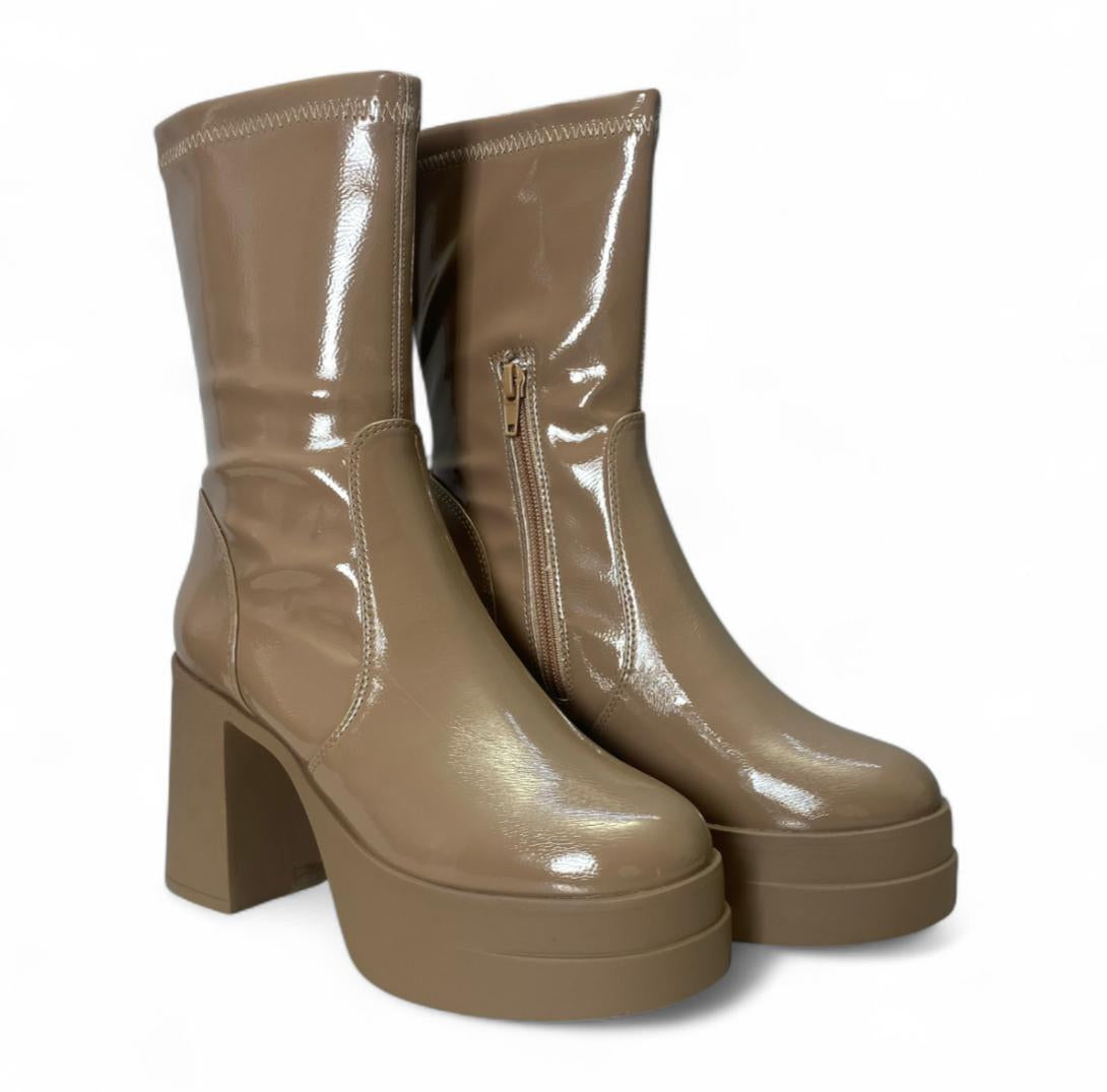 Stivaletti Donna “APEPAZZA" F3PRETTY01/PAT Petra Elasticizzati Vernice  Beige