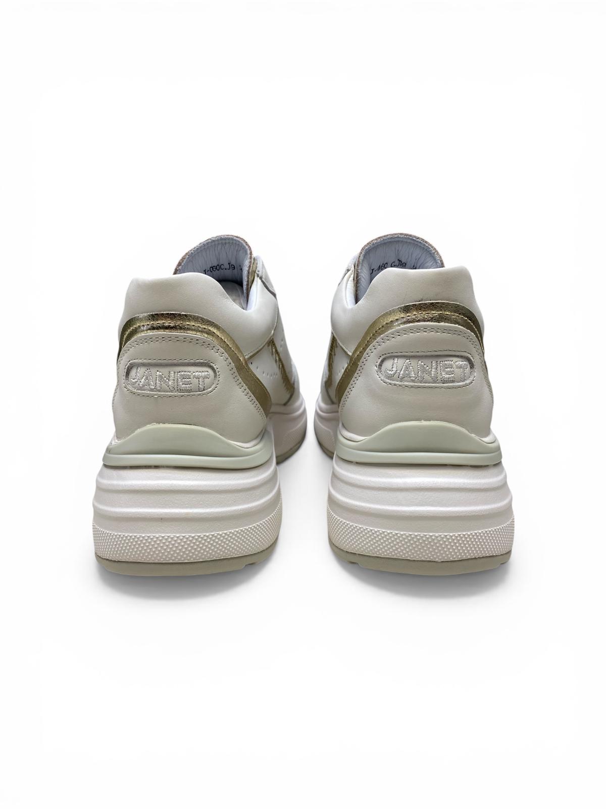 Sneakers Donna "JANET & JANET" J-060 Vera Pelle Bianco  Oro