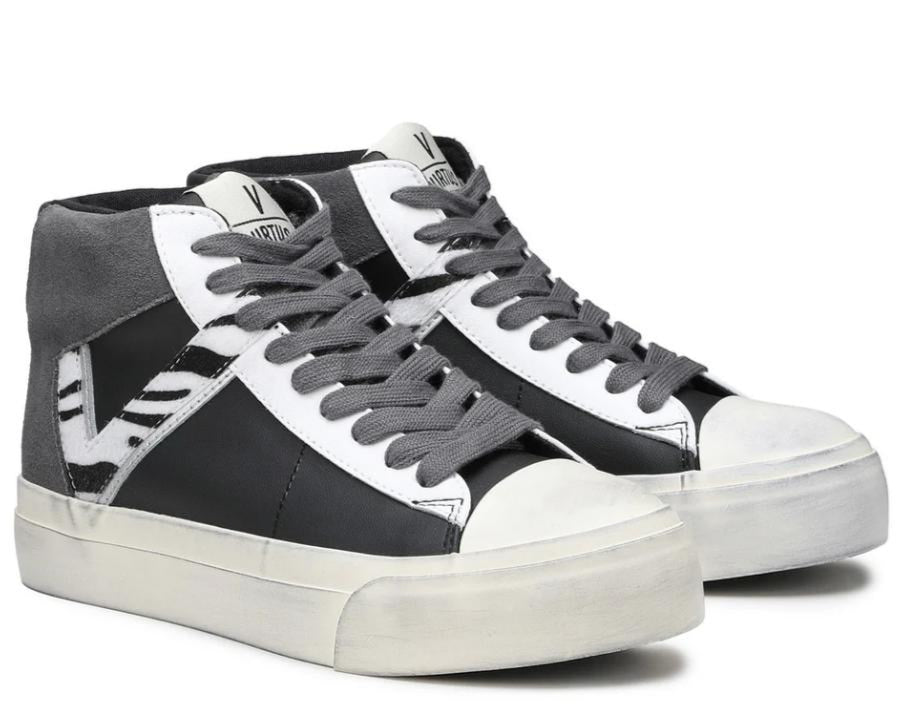 Sneakers Donna "VIRTUS PALESTRE" Rubby Mid Leather/Suede black/Grey-zebra