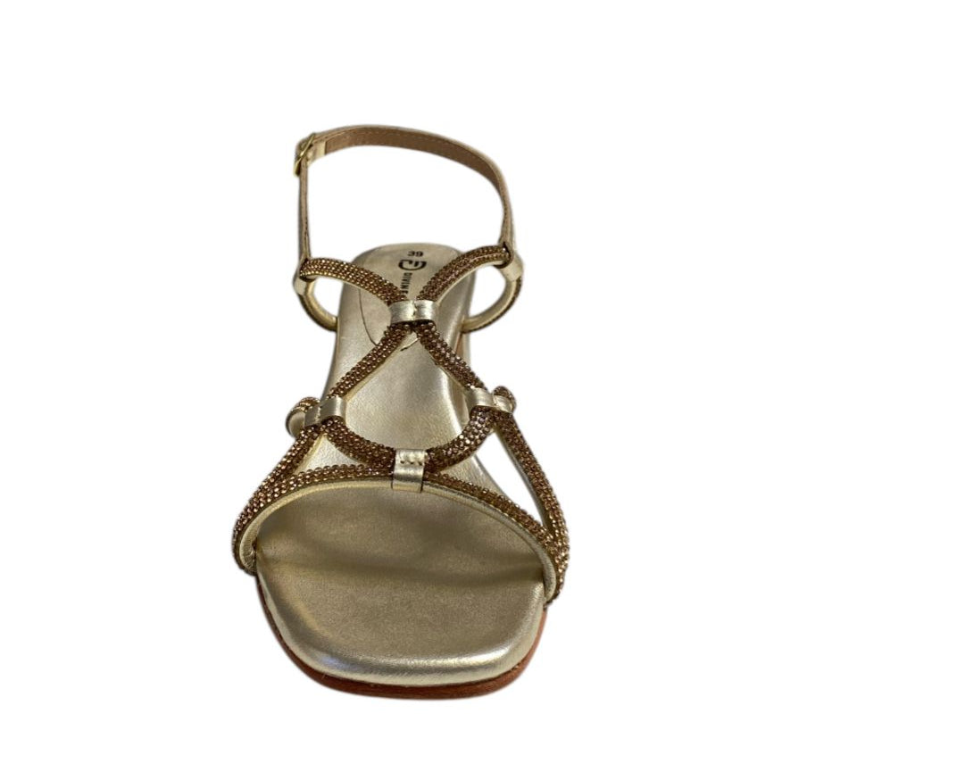 SANDALI GIOIELLO DONNA "DIVINE FOLLIE" 24203 VERA PELLE GOLD/STRASS PRIMAVERA/ESTATE 2025