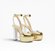 Sandali Tacco Plateau  Donna “GIUSEPPE ZANOTTI” 1I000085 OU90361SHORPE23 Specchio Oro/Argento