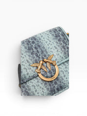 BORSA DONNA “PINKO ” LOVE BOX BAG FL MINI PELLE STAMPA ANIMALIER TURCHESE