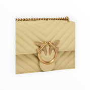 BORSA DONNA “PINKO ” LOVE BAG CLASSIC CHEVRON A14Q C08Q PELLE GIALLO VANIGLIA