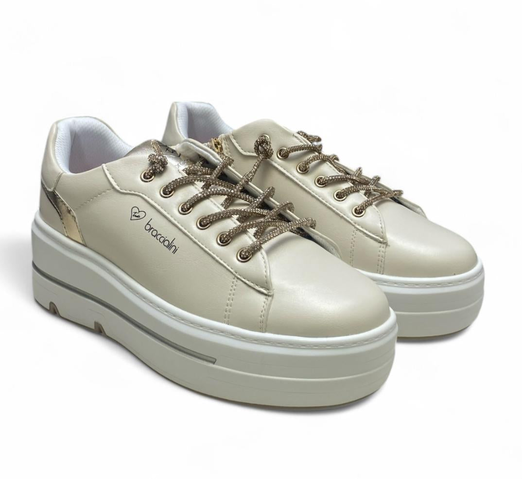 Sneakers Donna "BRACCIALINI" BA142 Beige/Oro
