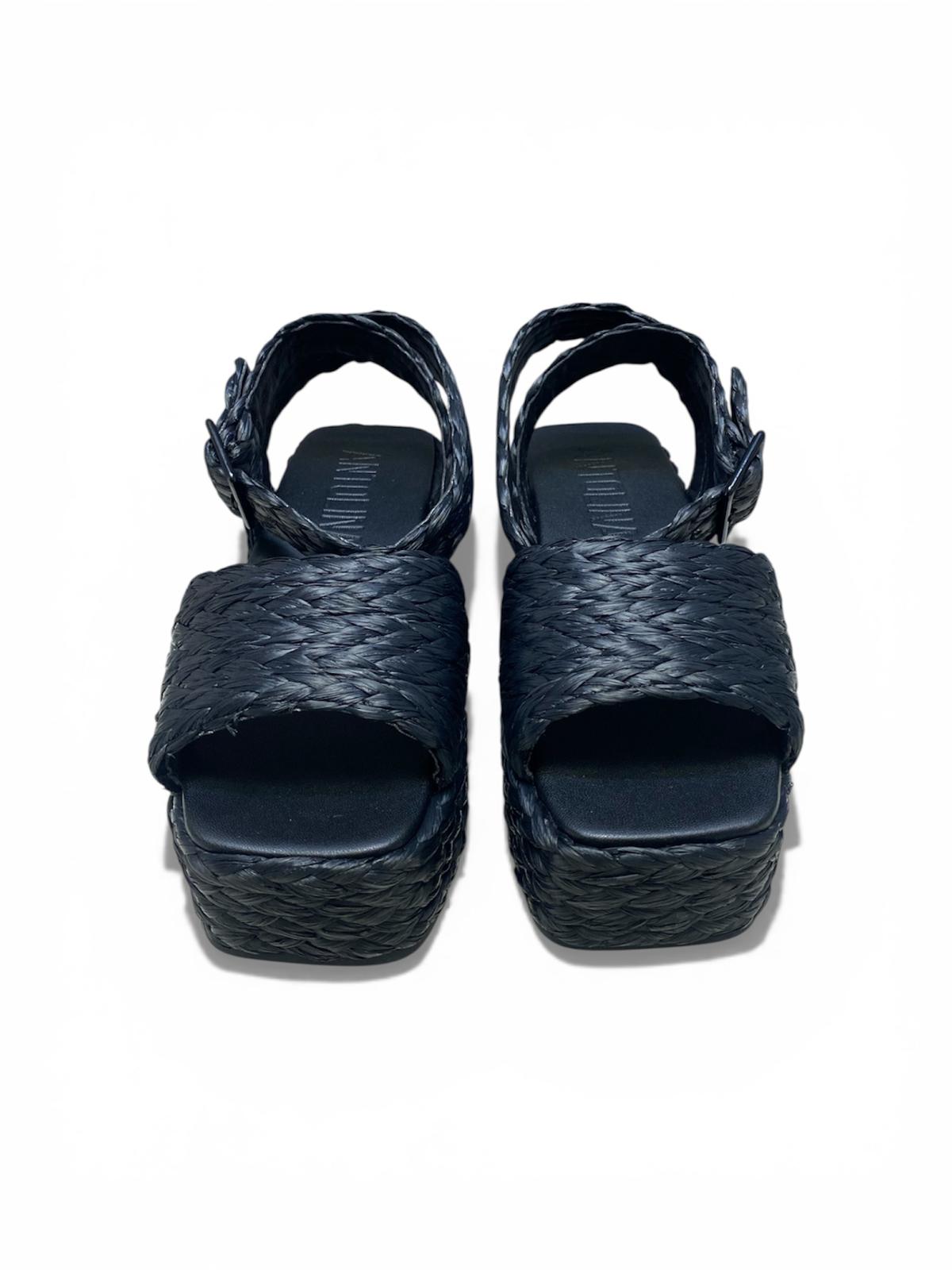 Sandali Zeppa Donna “ANTOLINA” AN13020.001 Rafia Nero