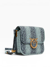 BORSA DONNA “PINKO ” LOVE BOX BAG FL MINI PELLE STAMPA ANIMALIER TURCHESE