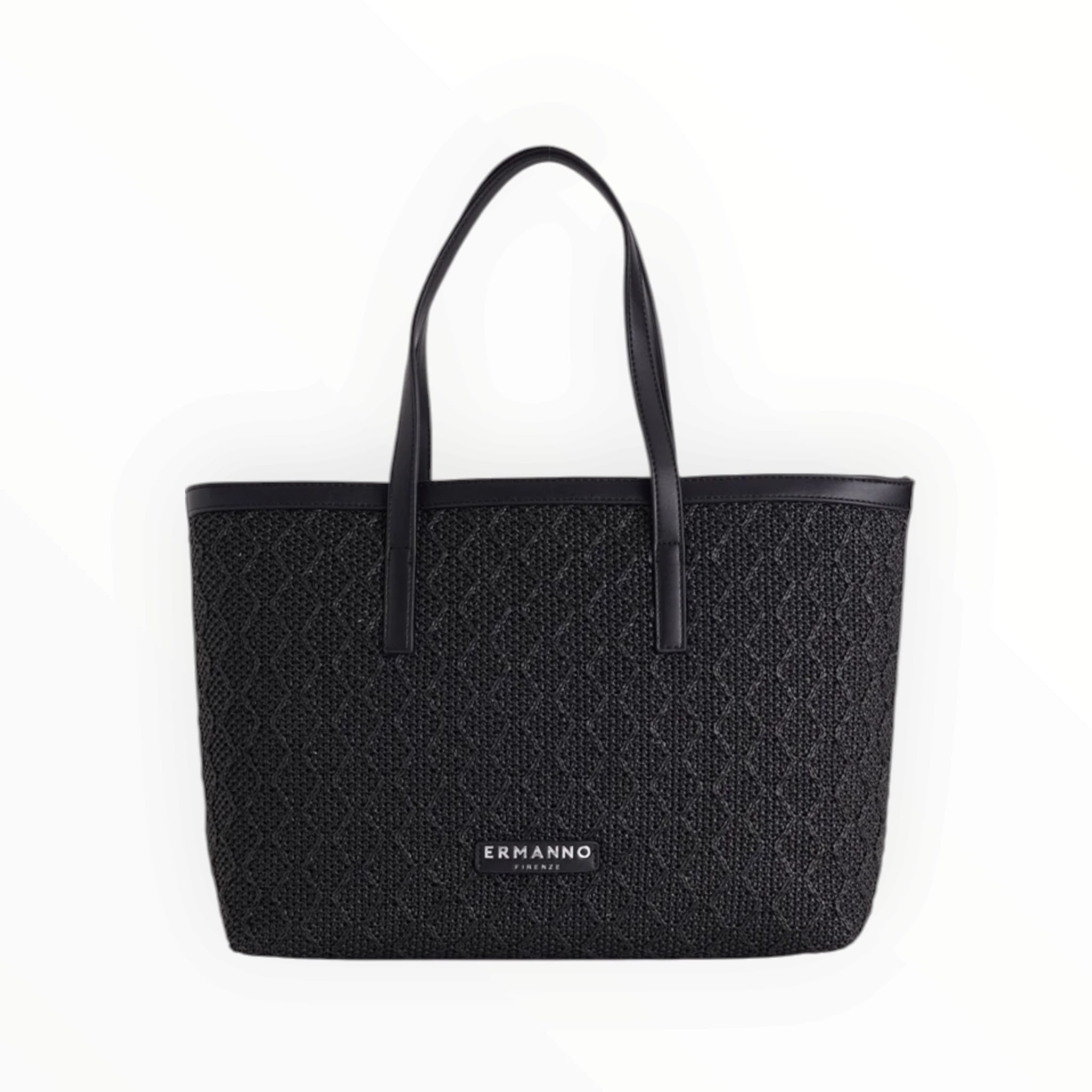 BORSA DONNA “ERMANNO SCERVINO FIRENZE”  TOTE TERRA STRAW NERO