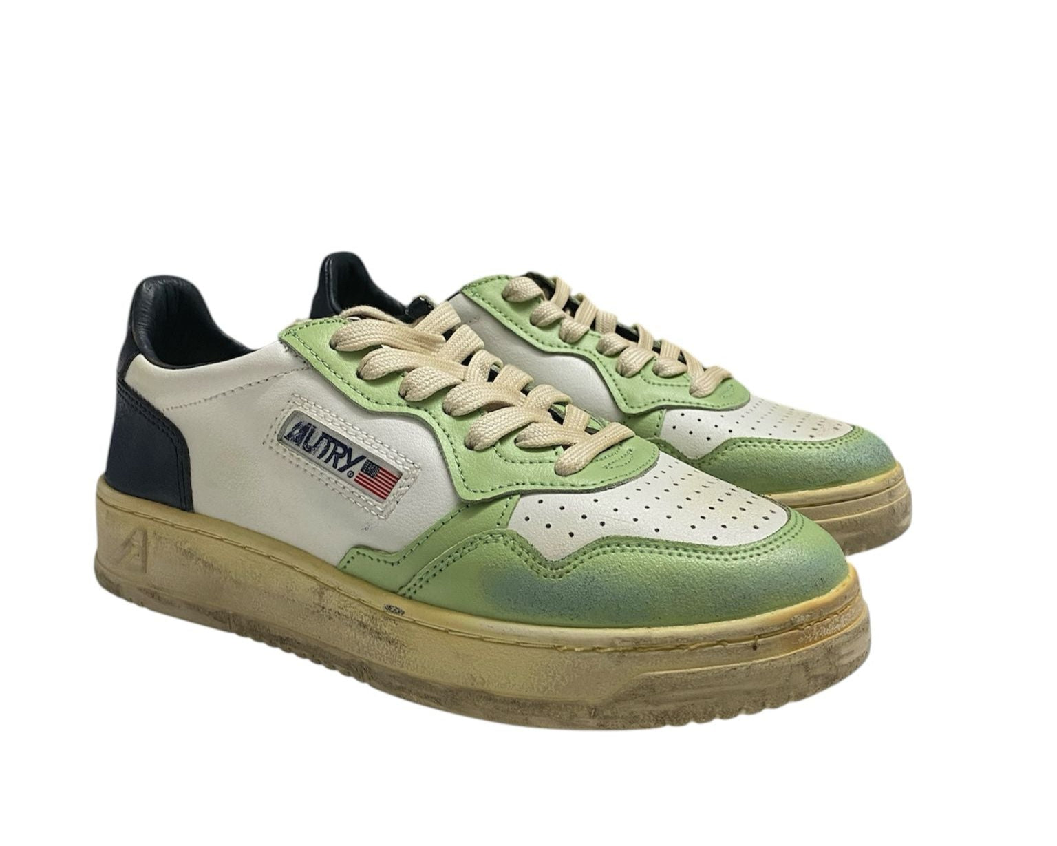 SNEAKERS DONNA “AUTRY” MEDALIST VINTAGE AVLW  PELLE BIANCO/VERDE/BLU