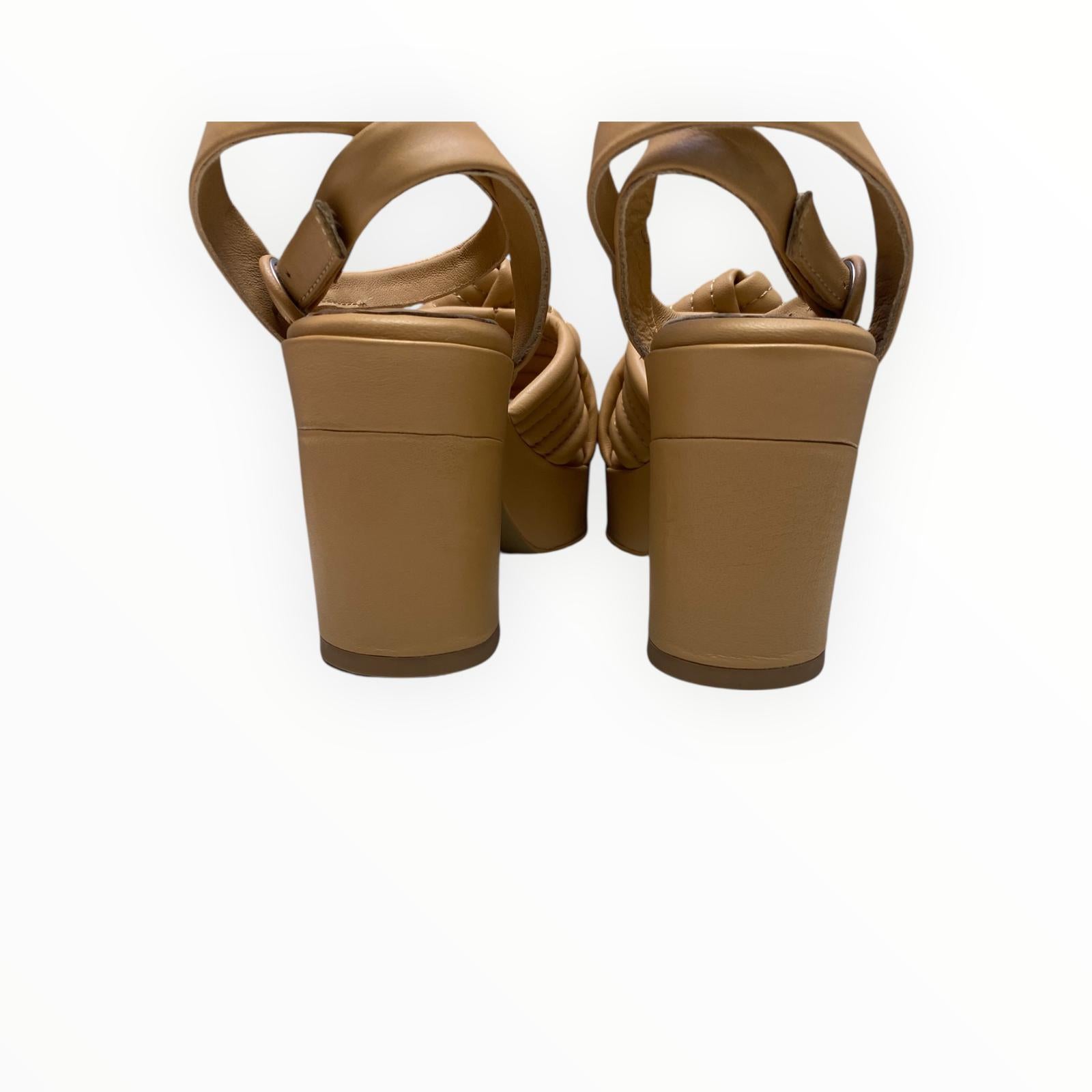 Sandali Tacco Zeppa Donna “BRUNO PREMI” BH29011X Nappa Cuoio Grano