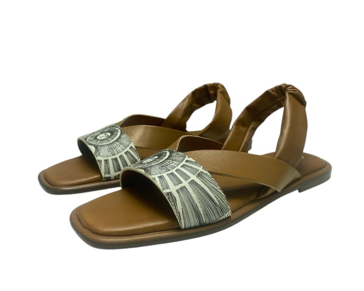 SANDALI CIABATTE DONNA “GATTINONI CIRCUS” HANNA27 PRIMAVERA ESTATE 2025 VERA PELLE CUOIO