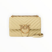 BORSA DONNA “PINKO ” LOVE BAG CLASSIC CHEVRON A14Q C08Q PELLE GIALLO VANIGLIA