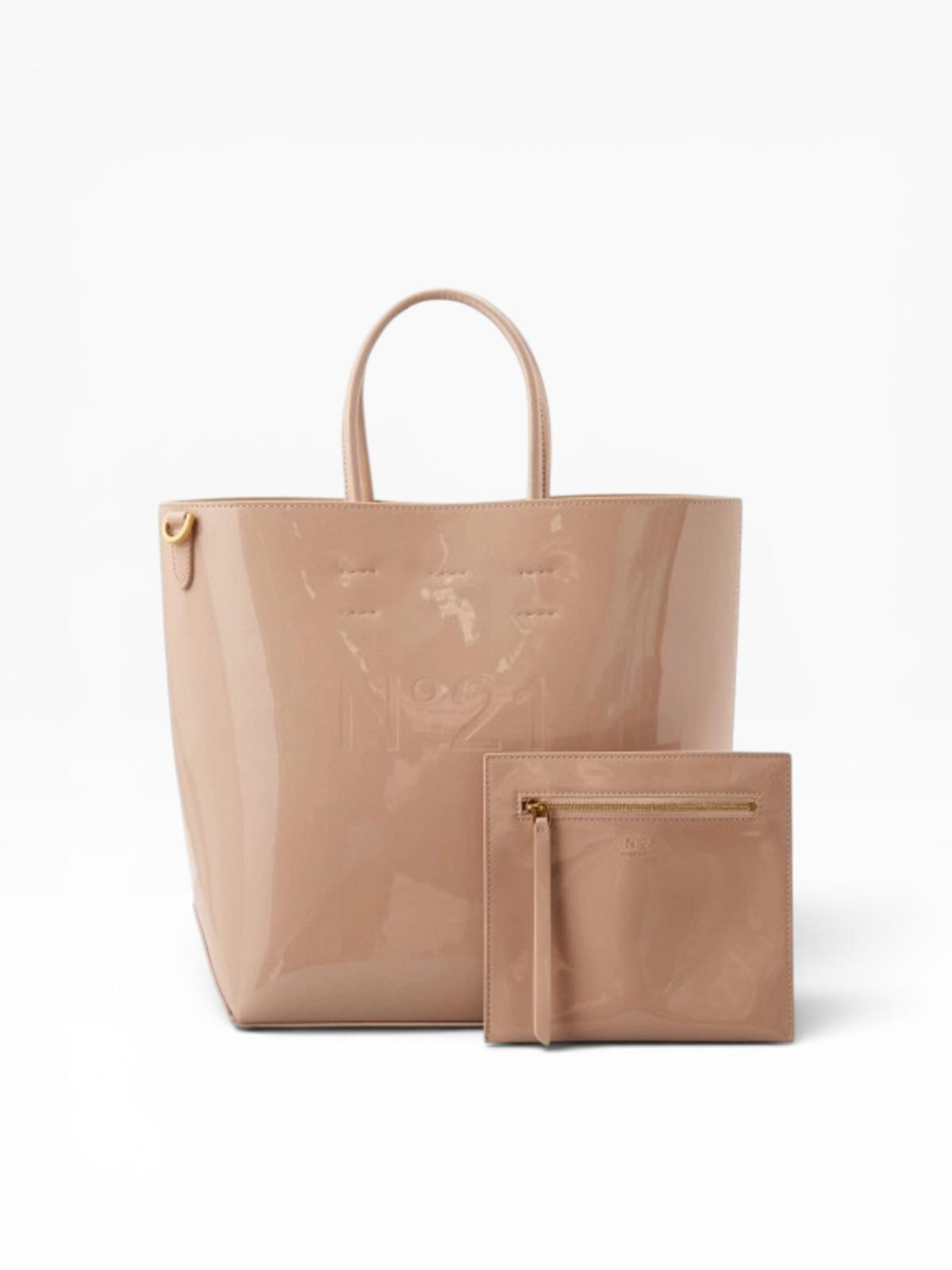Borsa Donna "N°21" TOTE VERTICALE PELLE VERNICE NUDE