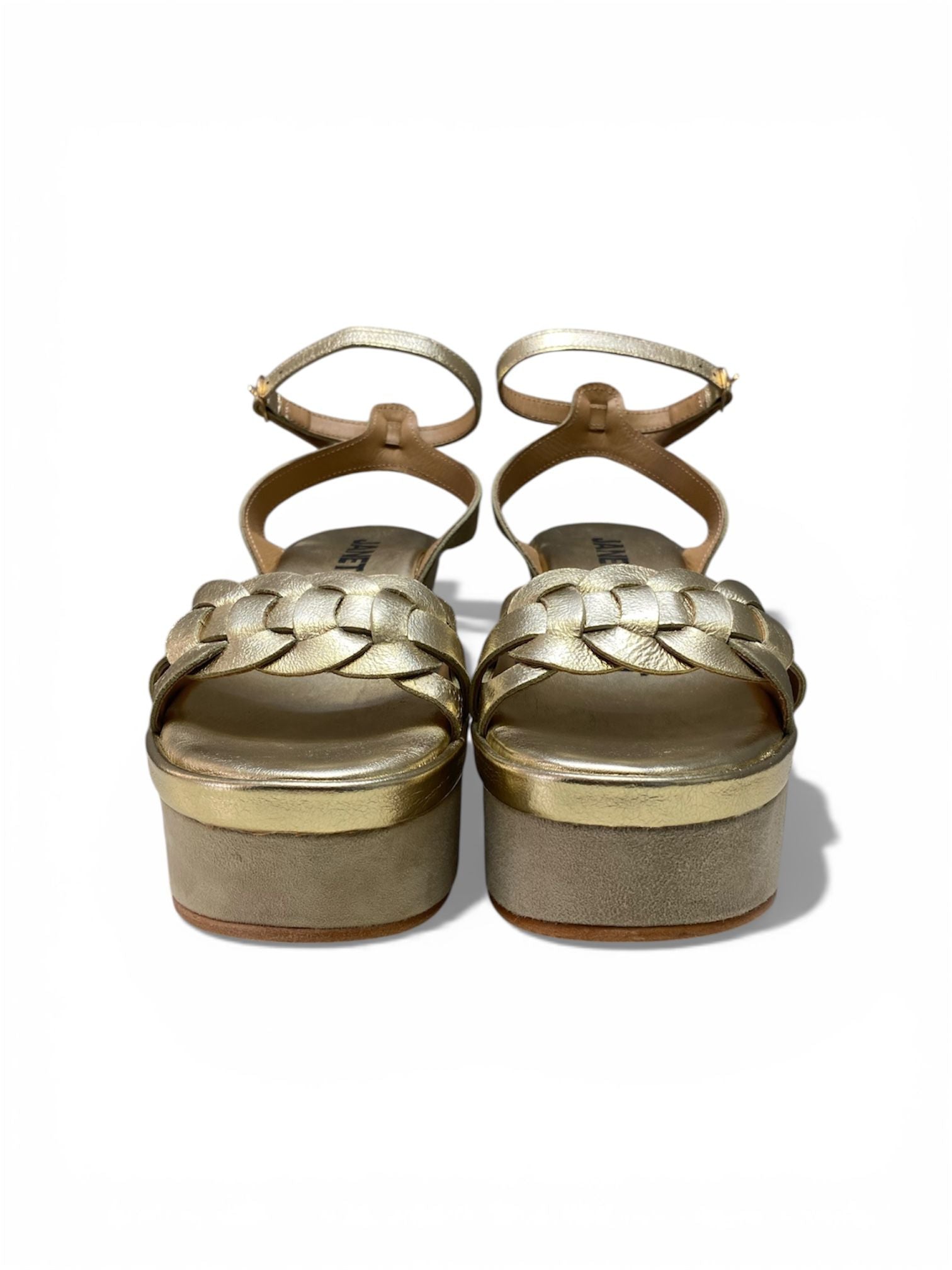 Sandali Donna "JANET & JANET" J-152 CLAIRE Vera Pelle Laminato Oro