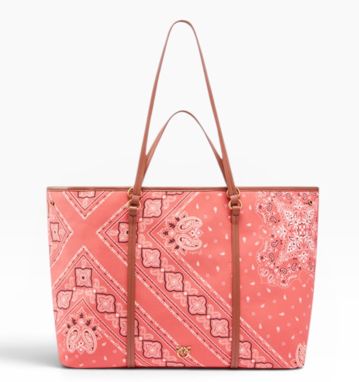 BORSA DONNA “PINKO ” SHOPPPER EXTRA L N59Q  STAMPA BANDANA CORALLO