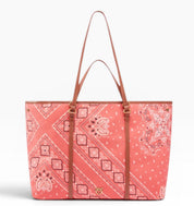 BORSA DONNA “PINKO ” SHOPPPER EXTRA L N59Q  STAMPA BANDANA CORALLO