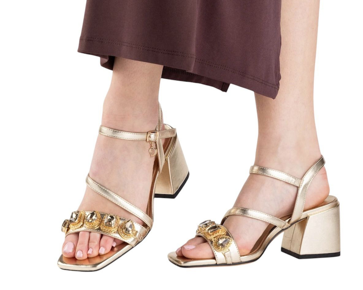 SANDALI DONNA “BRACCIALINI” BB54 PRIMAVERA ESTATE 2025 LAMINATO ORO